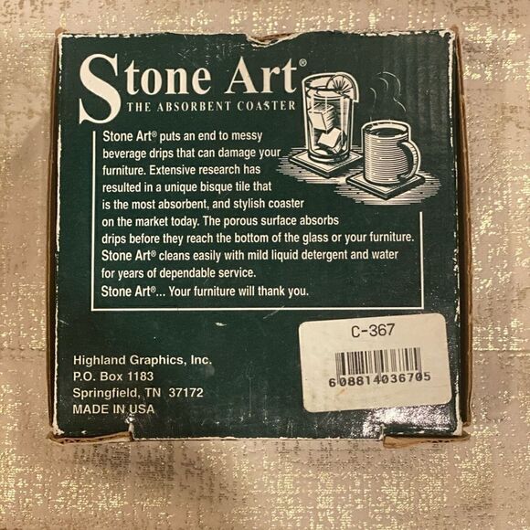 🏡FOUR STONE ART ABSORBENT COASTERS “Welcome to Our Nest” & birdhouse motif. New - Picture 5 of 5